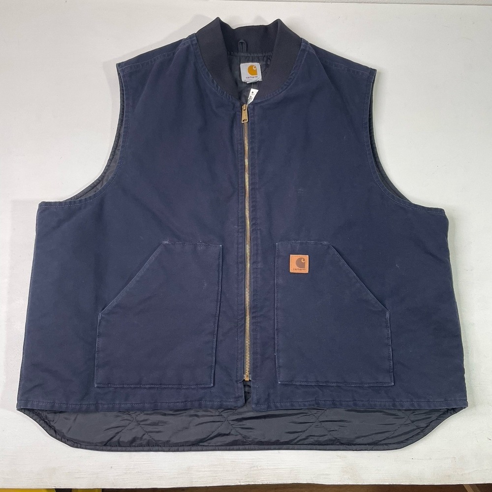 Vintage Carhartt Vest Men's 3XL Midnight Blue Duck Canvas Quilt Lined VO2-MDT